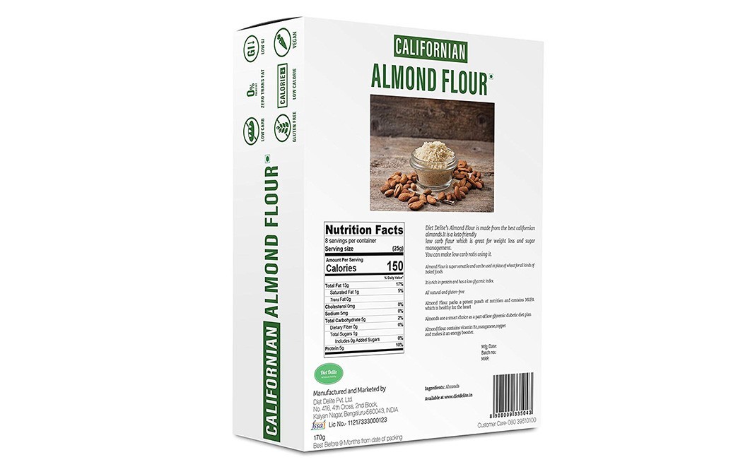 Diet Delite Californian Almond Flour    Box  200 grams